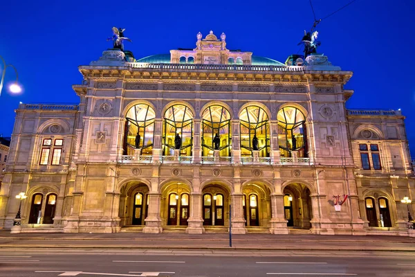 Ópera Viena Plaza Ópera Arquitectura Vista Nocturna Capital Austria —  Fotos de Stock