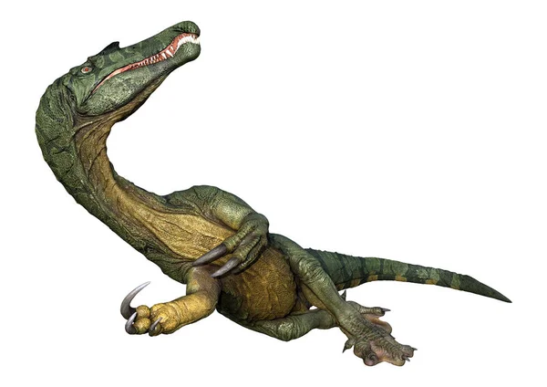 白い背景に分離したスピノサウルス恐竜の レンダリング — ストック写真
