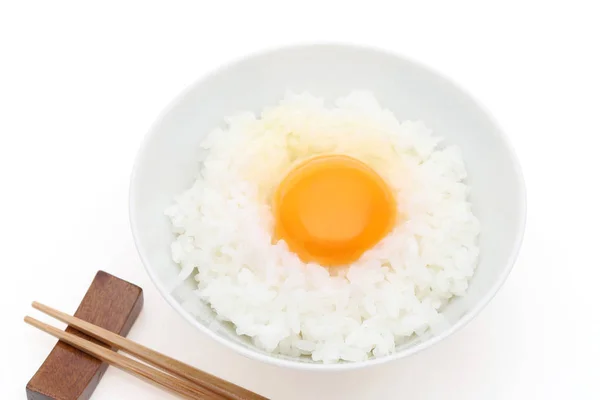 Japonés Arroz Crudo Huevo Tazones Comida Comida Orgánico — Foto de Stock