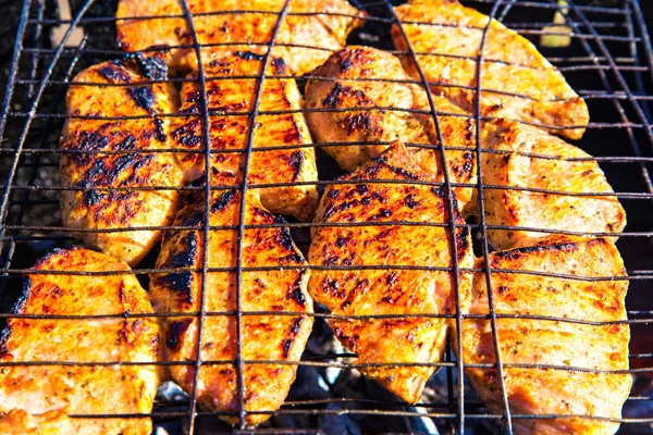 Gewürztes Schweinesteak Marinade Gebraten Auf Mangal Grill Mit Leckerem Fleisch — Stockfoto