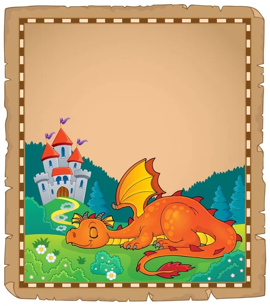 Pergaminho Tema Dragão Adormecido Ilustração Imagem — Fotografia de Stock