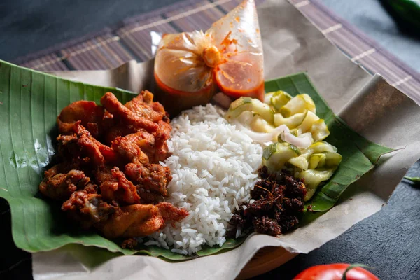 Nasi Kukus Ayam Berempah Populär Traditionell Malaysisk Lokal Mat — Stockfoto