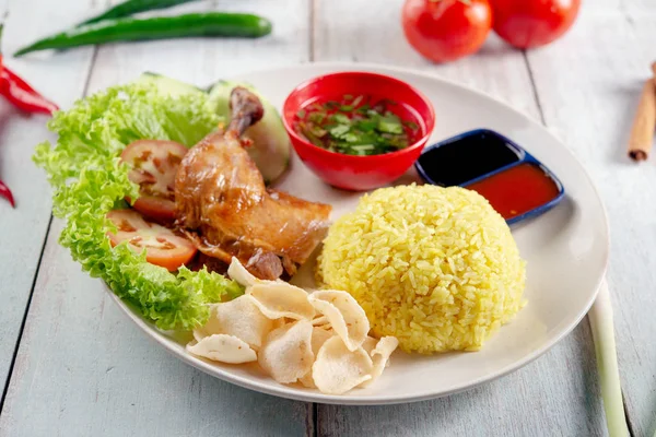 Kyllingris Med Trommestikker Populær Tradisjonell Malaysisk Lokalmat – stockfoto
