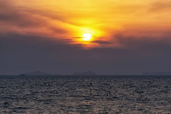 Por Sol Sobre Praia Daecheon Boryeong Sul Coréia — Fotografia de Stock