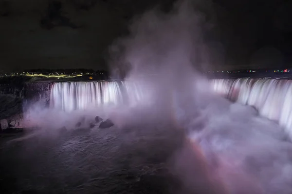 América Norte Canadá Cachoeira Iluminada Nas Cataratas Niagara — Fotografia de Stock