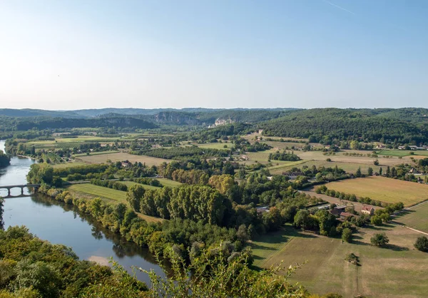 Kilátás Dordogne Folyóra Dordogne Völgyre Domme Óvárosának Faláról Dordogne Franciaország — Stock Fotó