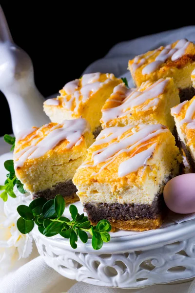 stock image delicious easter poppy seed cake with white glaze