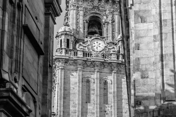 Religiöse Architektur Kathedrale Von Santa Cruz Compostela Wallfahrtsort Spanien Schwarz — Stockfoto