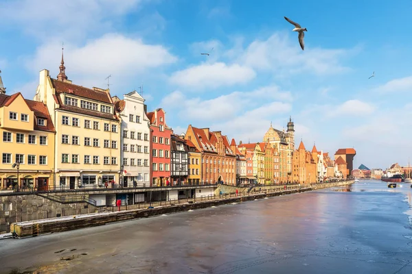 Cidade Velha Gdansk Vista Motlawa Polônia — Fotografia de Stock