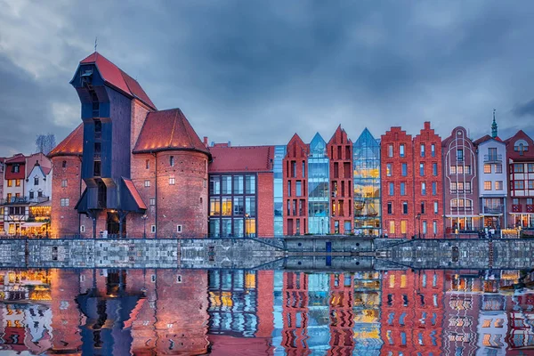 Gdansk Port Crane Zuraw Pôr Sol Polônia Sem Pessoas — Fotografia de Stock