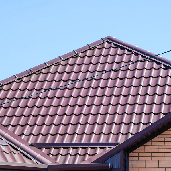 Roof Corrugated Sheet Roofing Metal Profile Wavy Shape — Stock Photo, Image