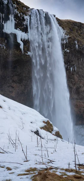 Όμορφη Seljalandsfoss Μια Κρύα Χειμωνιάτικη Μέρα Ισλανδία Ευρώπη — Φωτογραφία Αρχείου