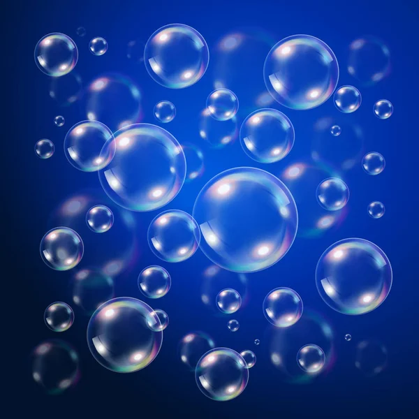 Прозрачные Пузыри Темно Синем Фоне — стоковое фото