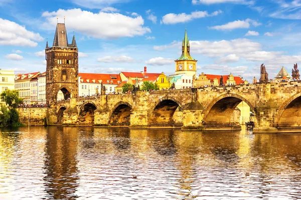 Most Karola Widok Wieża Lesser Town Prague — Zdjęcie stockowe
