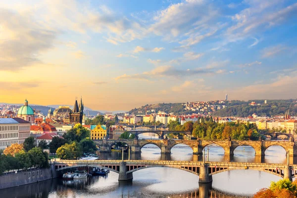 Puente Carlos Otros Puentes Sobre Río Moldava Ciudad Vieja Praga — Foto de Stock