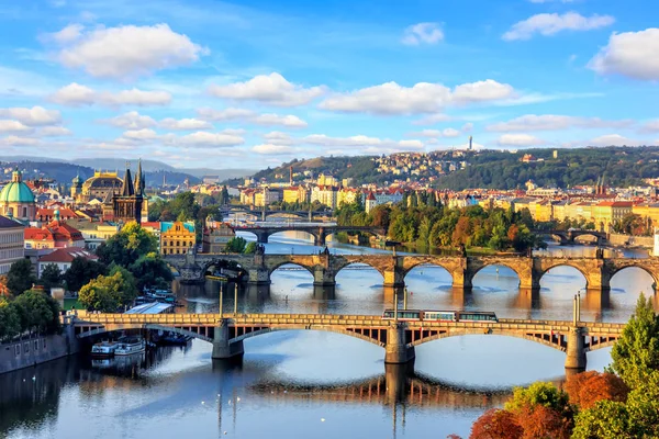 Puente Carlos Otros Puentes Praga Sobre Río Moldava Hermosa Vista — Foto de Stock