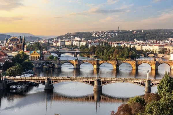 Puente Carlos Otros Puentes Praga Vista Aérea — Foto de Stock