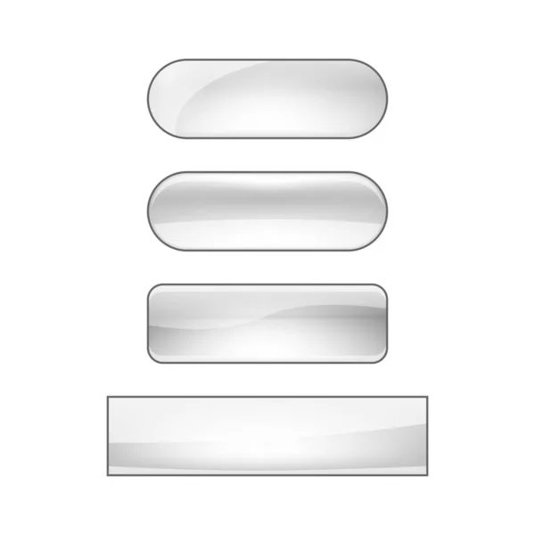 Bright Glossy Web Buttons Set Silver — ストック写真