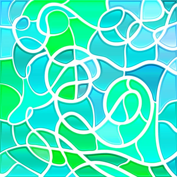 Fondo Mosaico Abstracto Vidrio Manchado Verde Azul — Foto de Stock