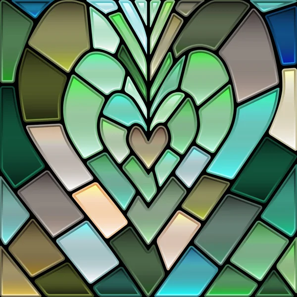 Astratto Sfondo Mosaico Vetro Colorato Cuore Verde — Foto Stock