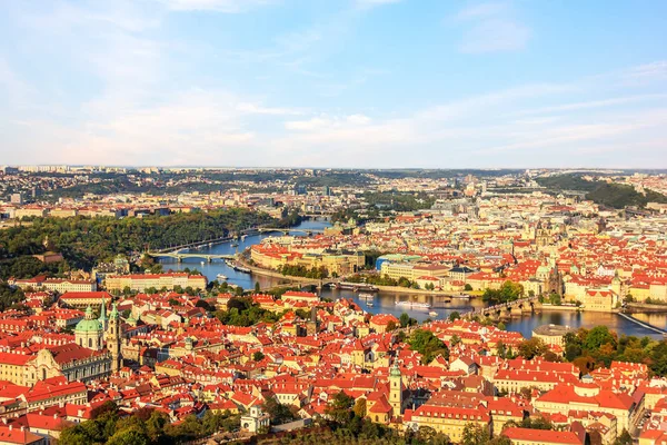 Panorama Prague Avec Pont Charles Sur Rivière Vltava — Photo