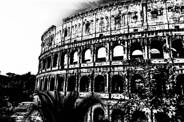 Coliseo Vista Detallada Estilo Retro Roma Italia —  Fotos de Stock