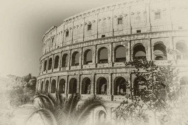 Het Colosseum Gedetailleerde Weergave Retro Stijl Rome Italië — Stockfoto