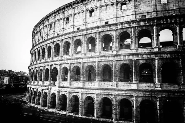 Vista Coliseu Romano Estilo Preto Branco — Fotografia de Stock