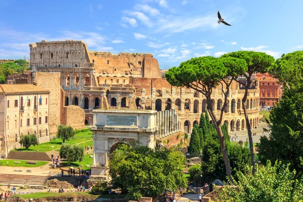 Roma Kolezyumu Titus Kemeri Yaz Manzarası Insan Yok — Stok fotoğraf