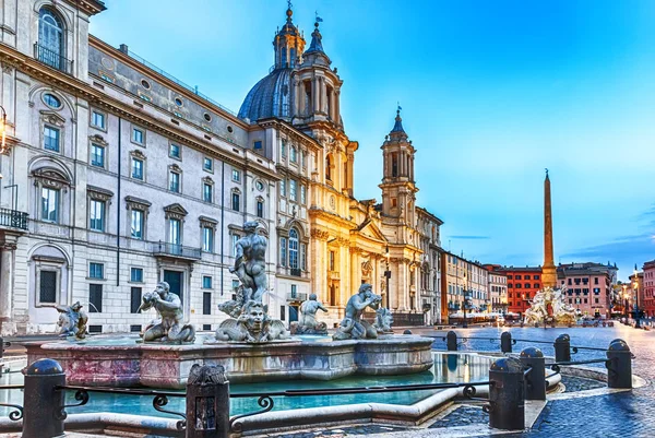 Piazza Navona Στη Ρώμη Θέα Στην Πηγή Moor — Φωτογραφία Αρχείου