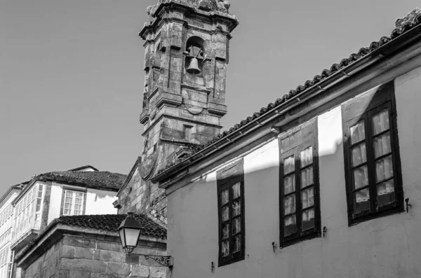Церковь Сантьяго Компостела Галисия Северная Испания Черно Белое Изображение — стоковое фото
