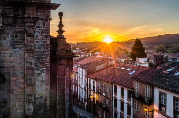 Kentsel Peyzaj Görünümü Santiago Compostela Günbatımı Galiçya Spanya — Stok fotoğraf