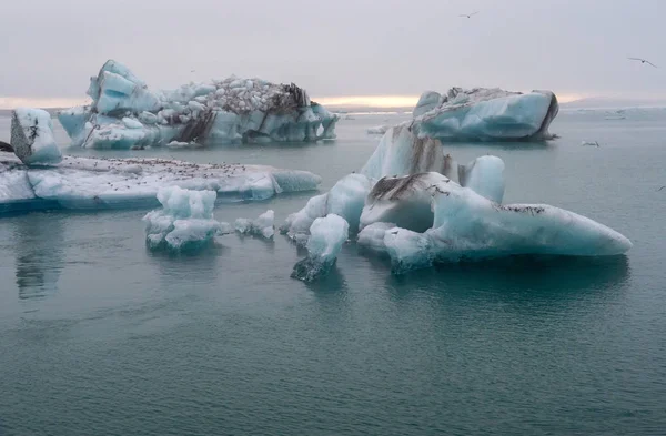 Jéghegyek Jokulsarlon Szép Jeges Lagúna Izland Jokulsarlon Egy Híres Úti — Stock Fotó