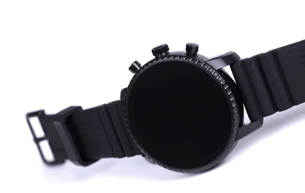 Zwarte Smartwatch Geïsoleerd Een Witte Achtergrond — Stockfoto