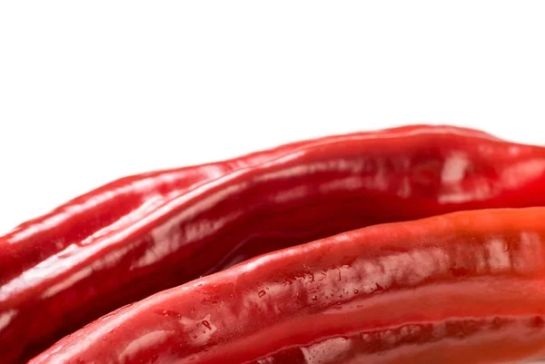 Spuntino Rosso Biologico Pepe Peperone Isolato Sfondo Bianco — Foto Stock