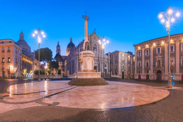 Piazza Duomo Catania Com Catedral Santa Agatha Liotru Símbolo Catania — Fotografia de Stock