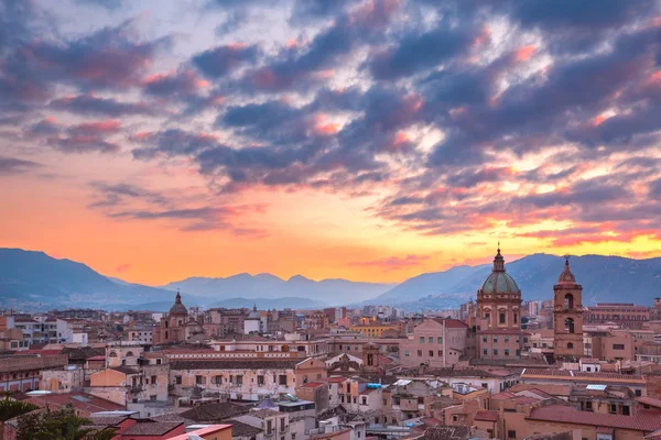 Luftaufnahme Von Palermo Bei Sonnenuntergang Sizilien Italien — Stockfoto