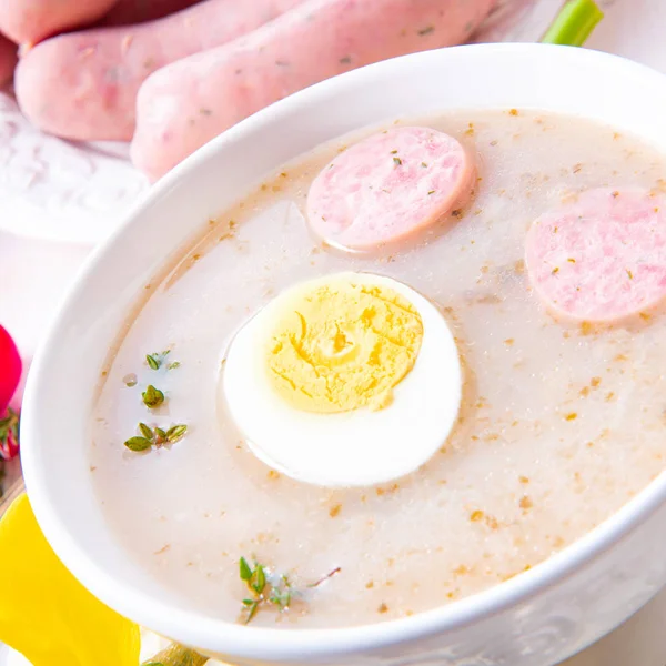 Sopa Páscoa Deliciosa Zurek Após Estilo Polonês — Fotografia de Stock