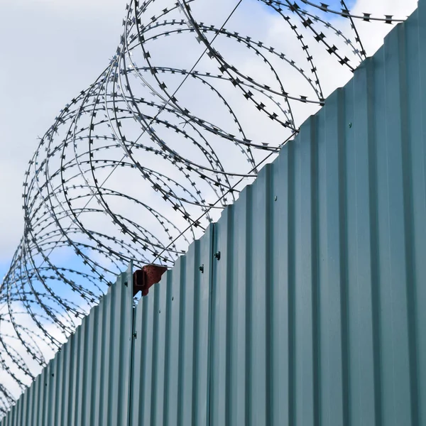 Diagonal Pattern Metal Profile Fences Galvanized Iron Painted Polymeric Covering — Stock Photo, Image