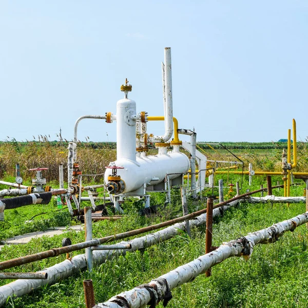 Estação Separação Preliminar Aquecimento Emulsão Óleo Equipamento Campo Petróleo Gás — Fotografia de Stock