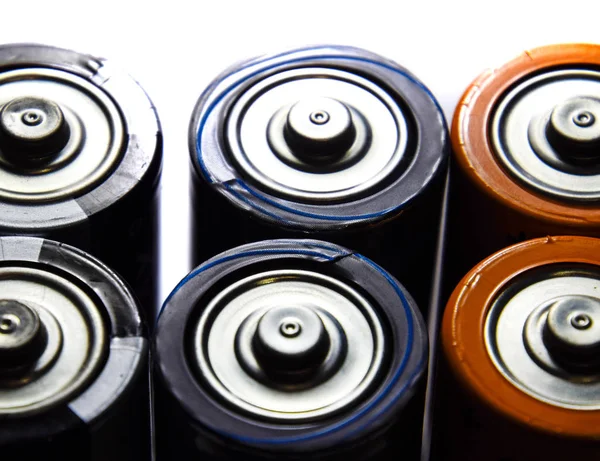 Αλάτι Και Αλκαλικές Μπαταρίες Πηγή Ενέργειας Για Φορητή Τεχνολογία Μπαταρίες — Φωτογραφία Αρχείου