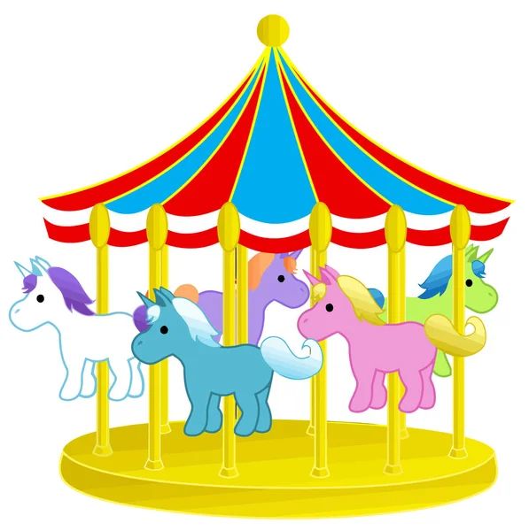Karneval Karusell Rida Enhörning Barndom Underhållning Illustration — Stockfoto