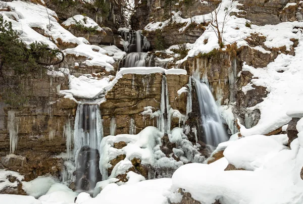 Kuhflucht Waterfall Farchant Garmisch Partenkirchen Winter — Stockfoto