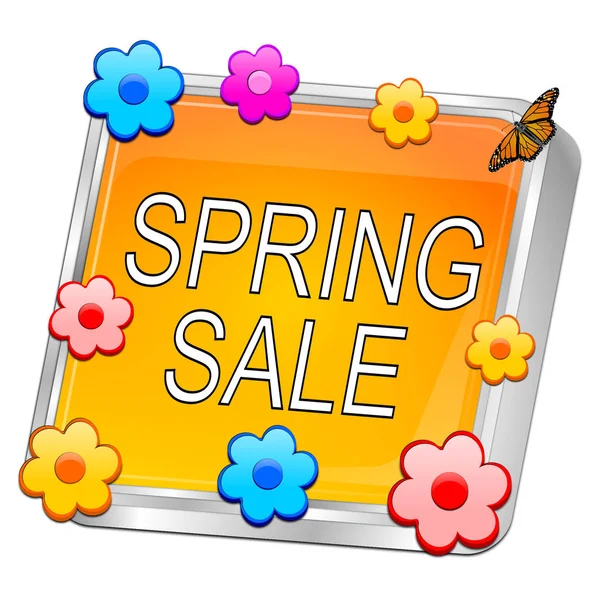 Orange Spring Sale Button Illustration — Stock Photo, Image