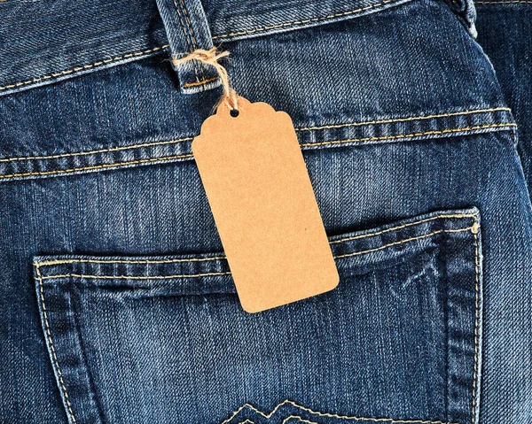 Bunden Brun Blank Tagg Blå Jeans Full Ram — Stockfoto