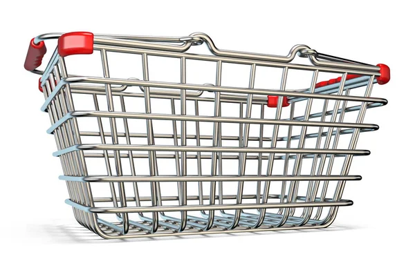 Steel Shopping Basket Render Illustration Isolated White Background — Stock Photo, Image