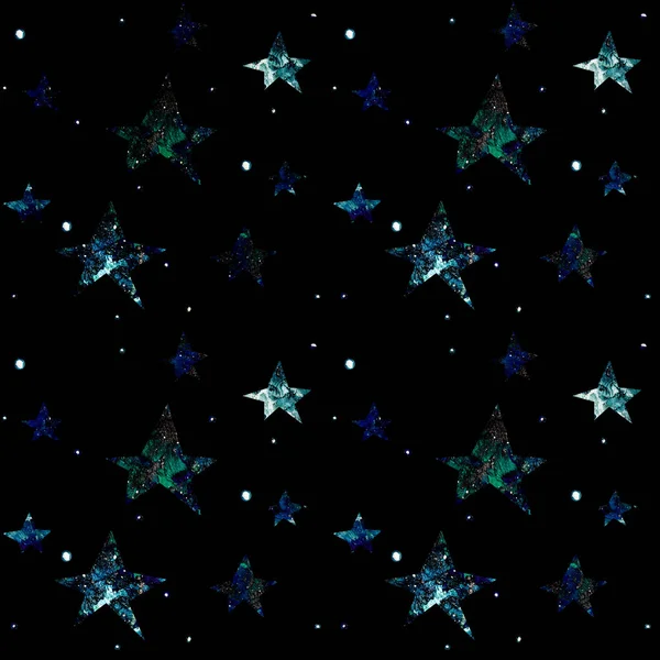Utrymme Sömlösa Mönster Svart Bakgrund Med Stjärnor Planeter Galaxer Stjärnor — Stockfoto