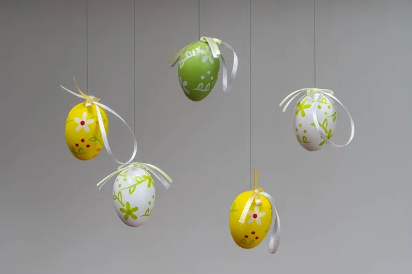 Some Colorful Decorated Easter Eggs Hanging Thread — Stock Photo, Image