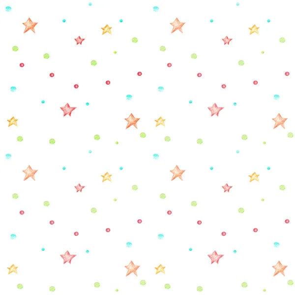 Seamless Pattern Small Stars White Background Children Gentle Pattern Yellow — Stock Photo, Image