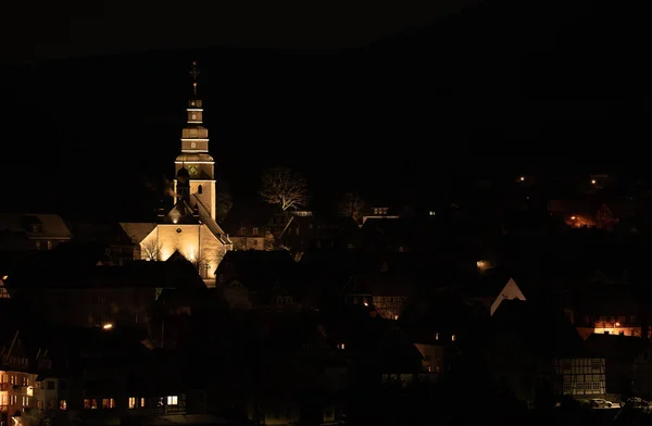 German City Hallenberg Night Winter — Stock Photo, Image